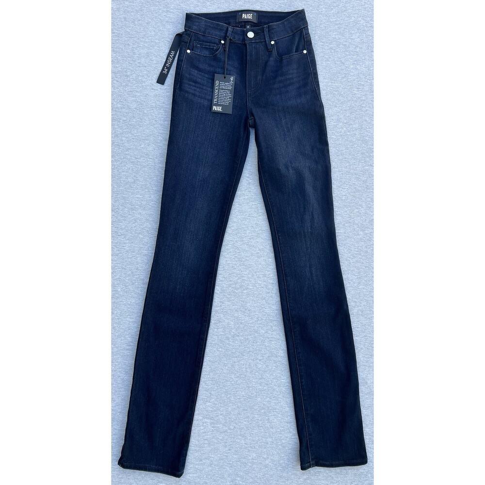 PAIGE Hoxton Straight Leg High Rise Flawless Fit Navy Women's Size 24 NWT